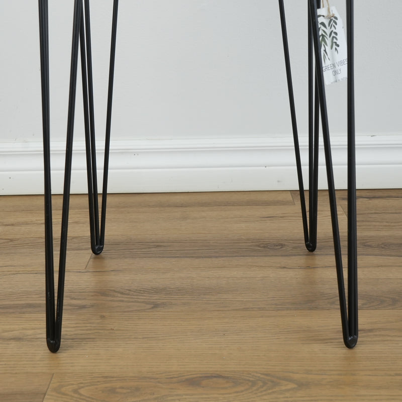 11.75-inch Square Wood End Table with Metal Legs