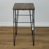 11.75-inch Square Wood End Table with Metal Legs