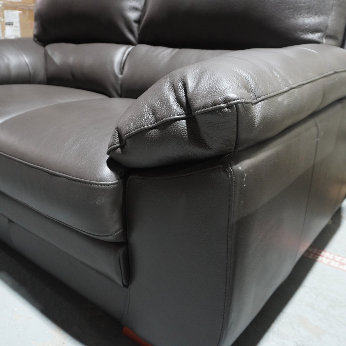 60-inch 2-Seater Genuine Leather Loveseat Sofa in Dark Brown