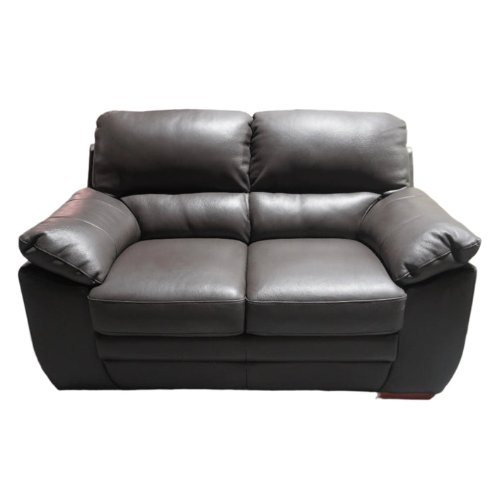 60-inch 2-Seater Genuine Leather Loveseat Sofa in Dark Brown