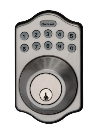 Satin Nickel Arch Electronic Deadbolt with Lighted Keypad
