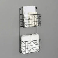 Decorative 18.5-Inch Tall Wire Rack with 2 Holders in Wrought Iron