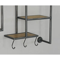 Decorative 27.75-Inch Wide Shelf Organizer with Hooks in Natural Wrought Iron Frame