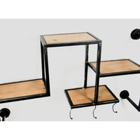 Decorative 27.75-Inch Wide Shelf Organizer with Hooks in Natural Wrought Iron Frame