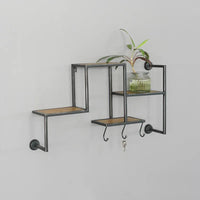 Decorative 27.75-Inch Wide Shelf Organizer with Hooks in Natural Wrought Iron Frame