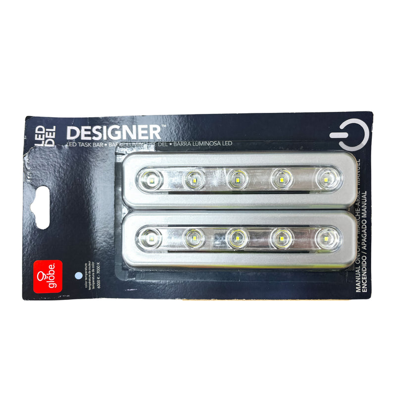 Designer LED Task Bar in Chrome, 2-Pack, Cool White Temp