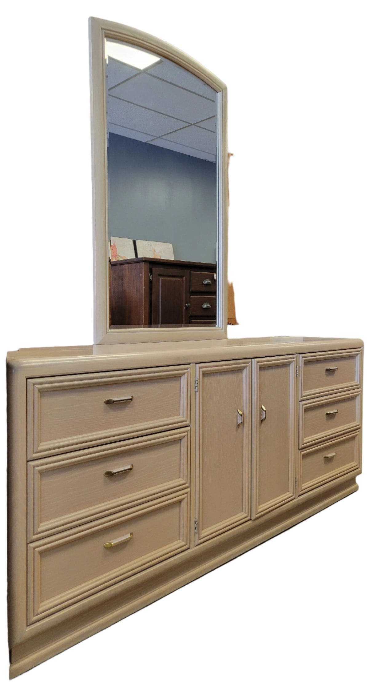 Beige Dresser W/ Mirror