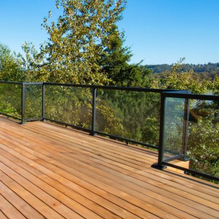 Peak RailBlazers Aluminum Deck Railing with Tempered Glass Panel Kit