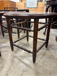 Vintage Side Table with Faux Bamboo and Dark Wood Frame