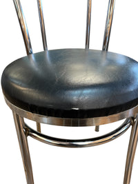 Set of 6 Chrome Chairs with Black Upholstered Seats