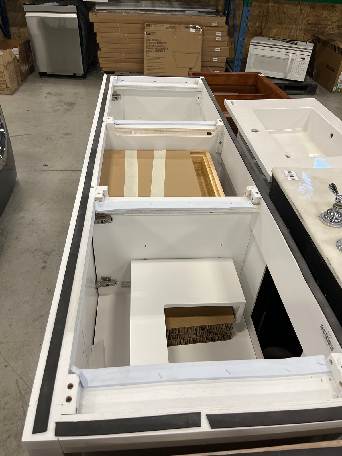 72"W White Ikou Bathroom Vanity Cabinet