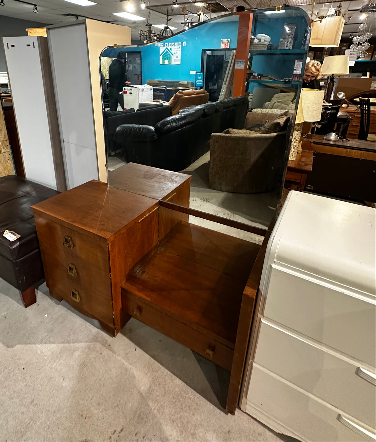 Mid Century Modern Wooden Vanity With Mirror