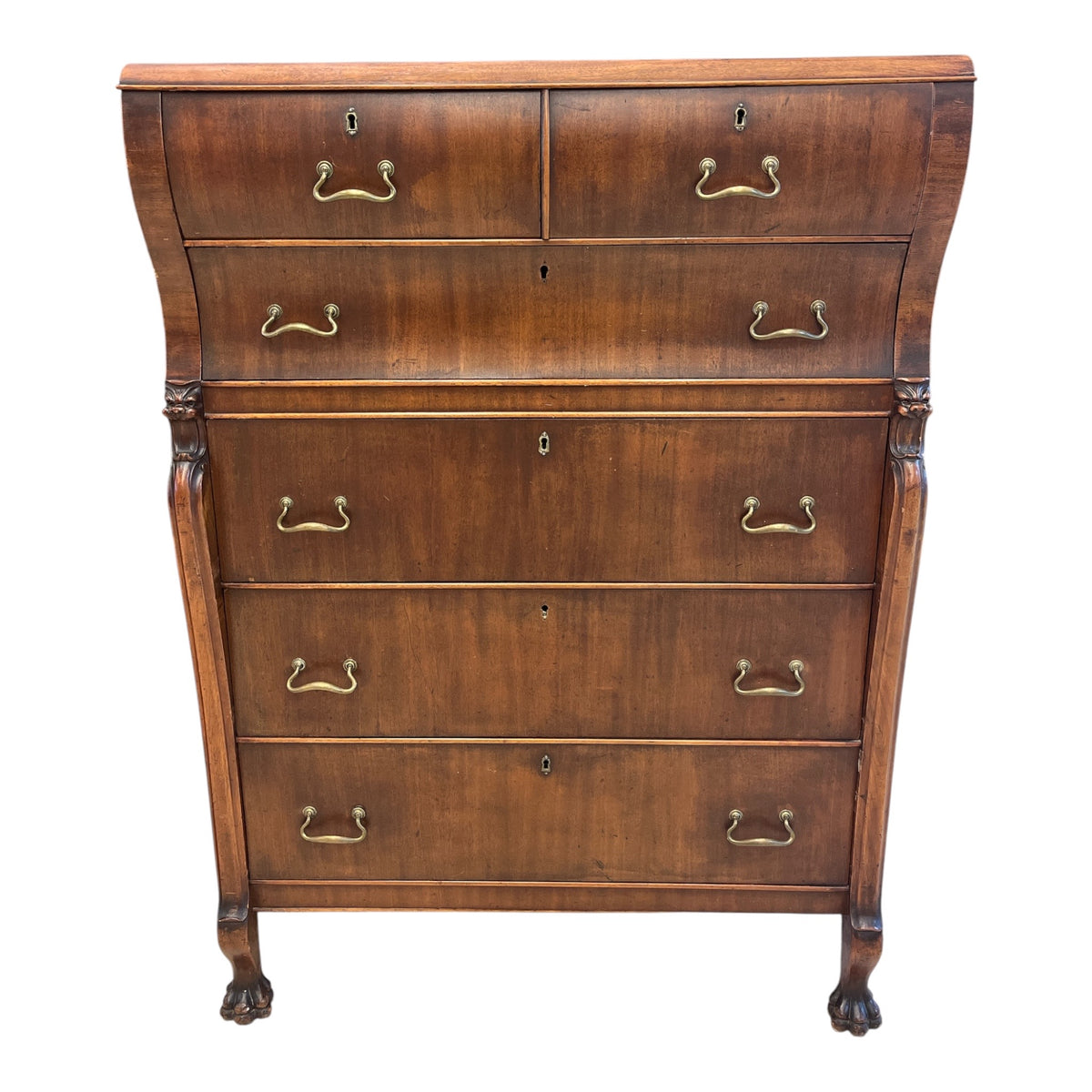 Ornate Traditional 6-Drawer Tall Chest with Carved Feet