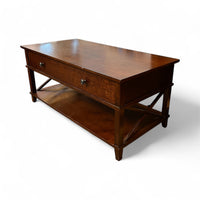Wooden Coffee Table With Drawer & Lower Shelf