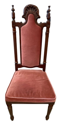 Set of 4 Dining Chairs - Armless, Dusty Pink Velour Fabric
