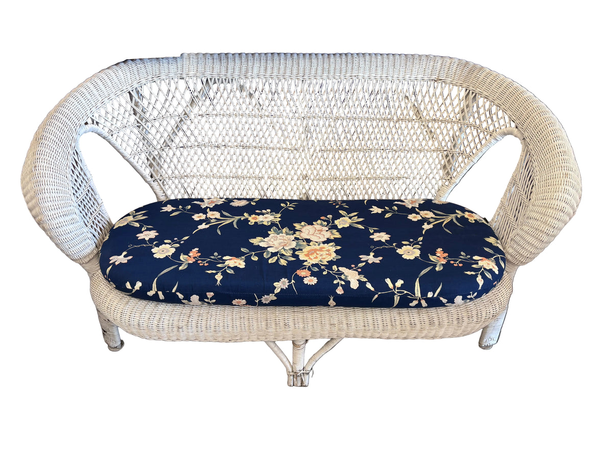 White Wicker Patio Conversation Set