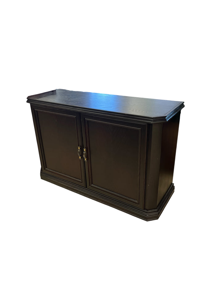 Dark Wood Side Board Cabinet With Shelving