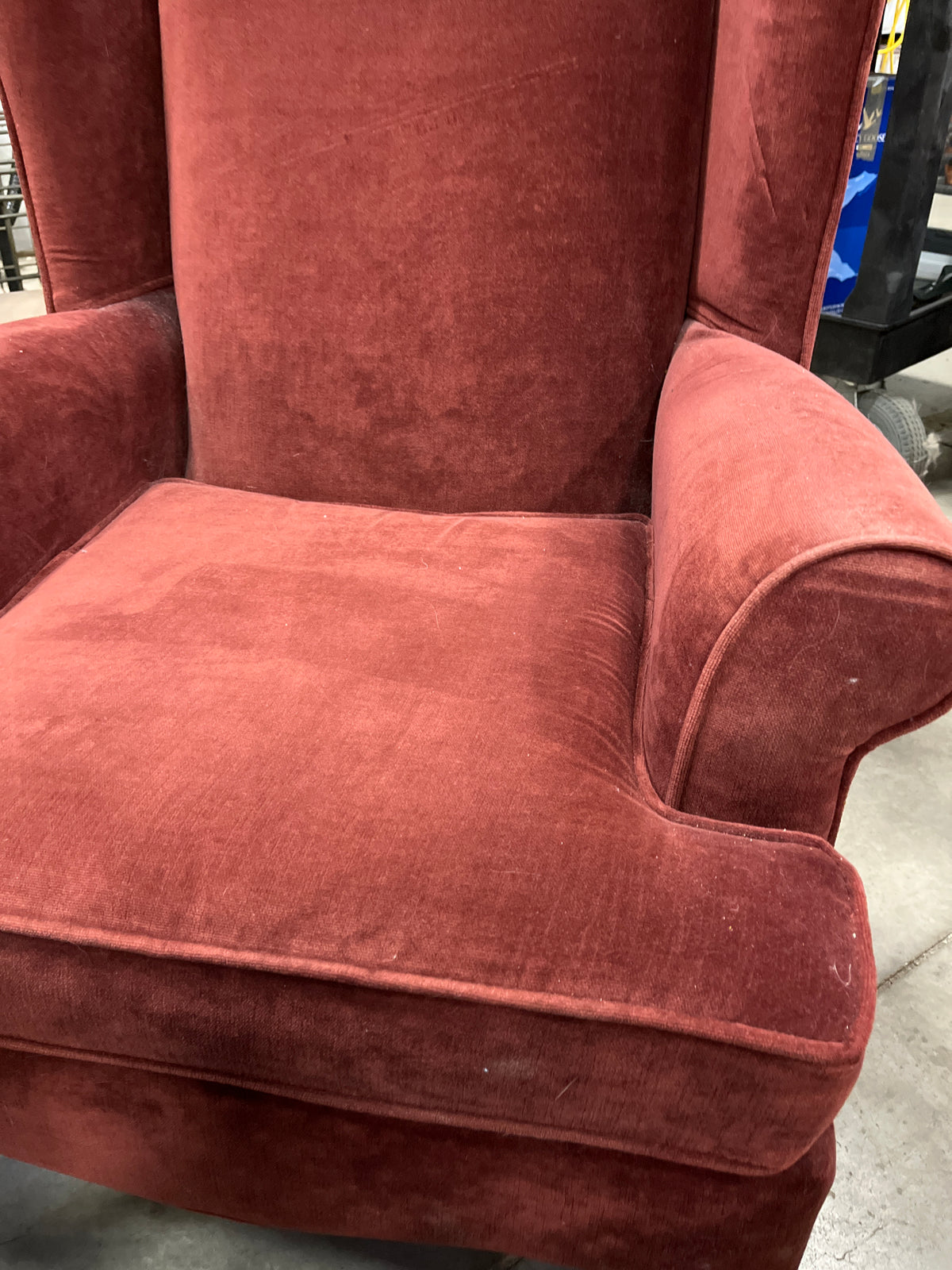 27" W Burgundy Velour Armchair
