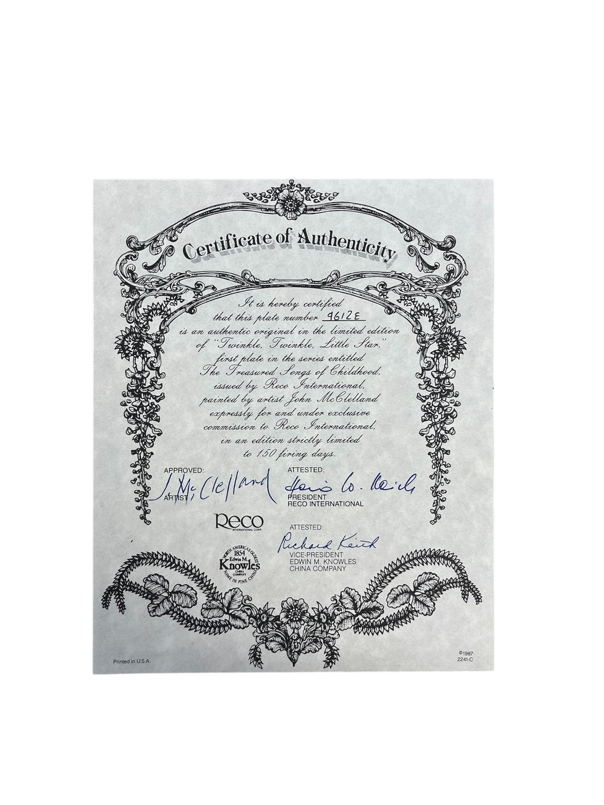 "Twinkle, Twinkle, Little Star" Collectors Plate by John McClelland