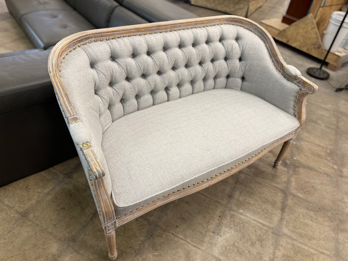 Light Grey Tufted Settee Bench