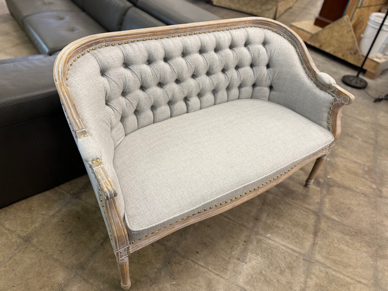 Light Grey Tufted Settee Bench