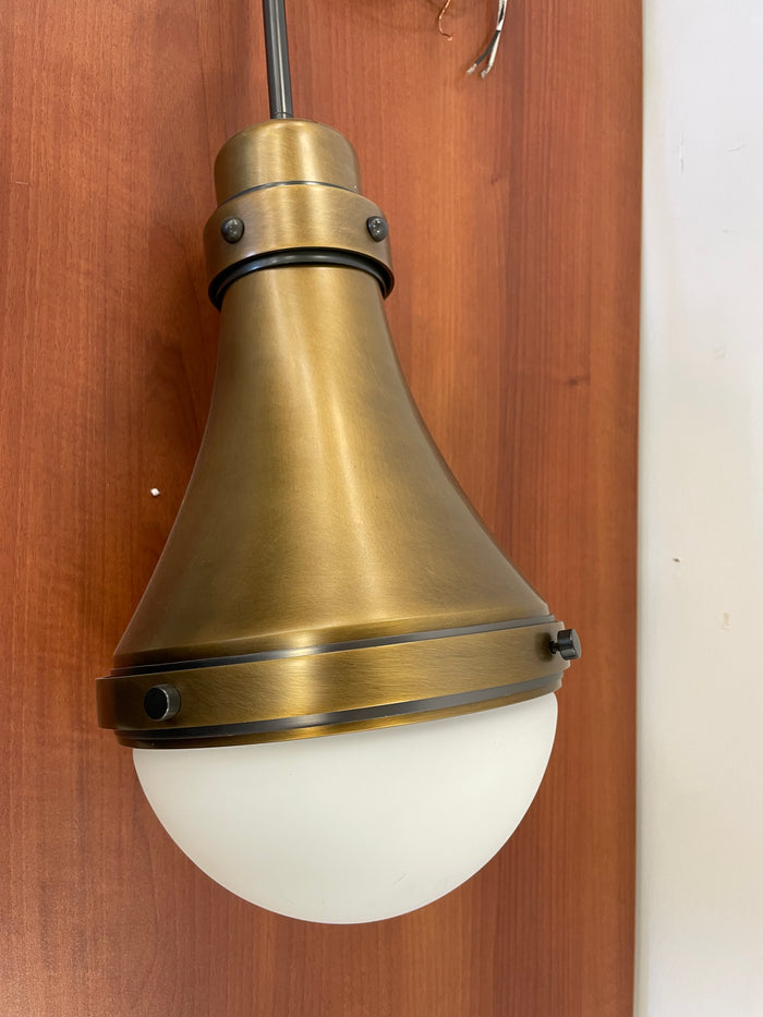 Brass and White Glass Pendant