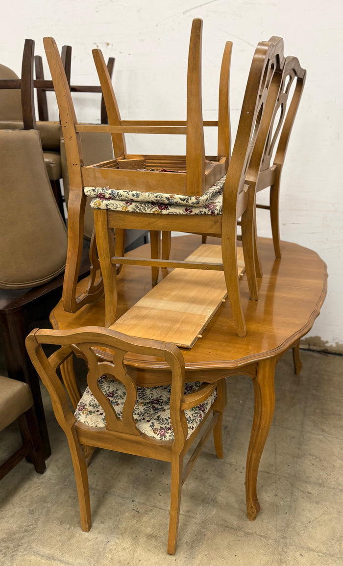 Vintage Birch Wood Oval Shaped Dining Set
