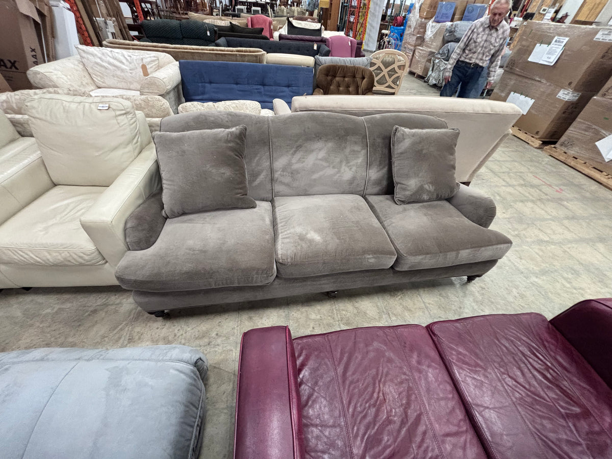 Grey Velvet 3-Seater Sofa