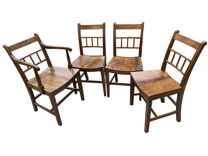 4-Piece Brown Wooden Seat Dining Chairs