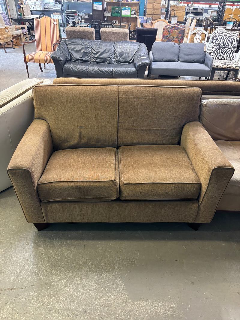 58"W Brown Velvet Loveseat