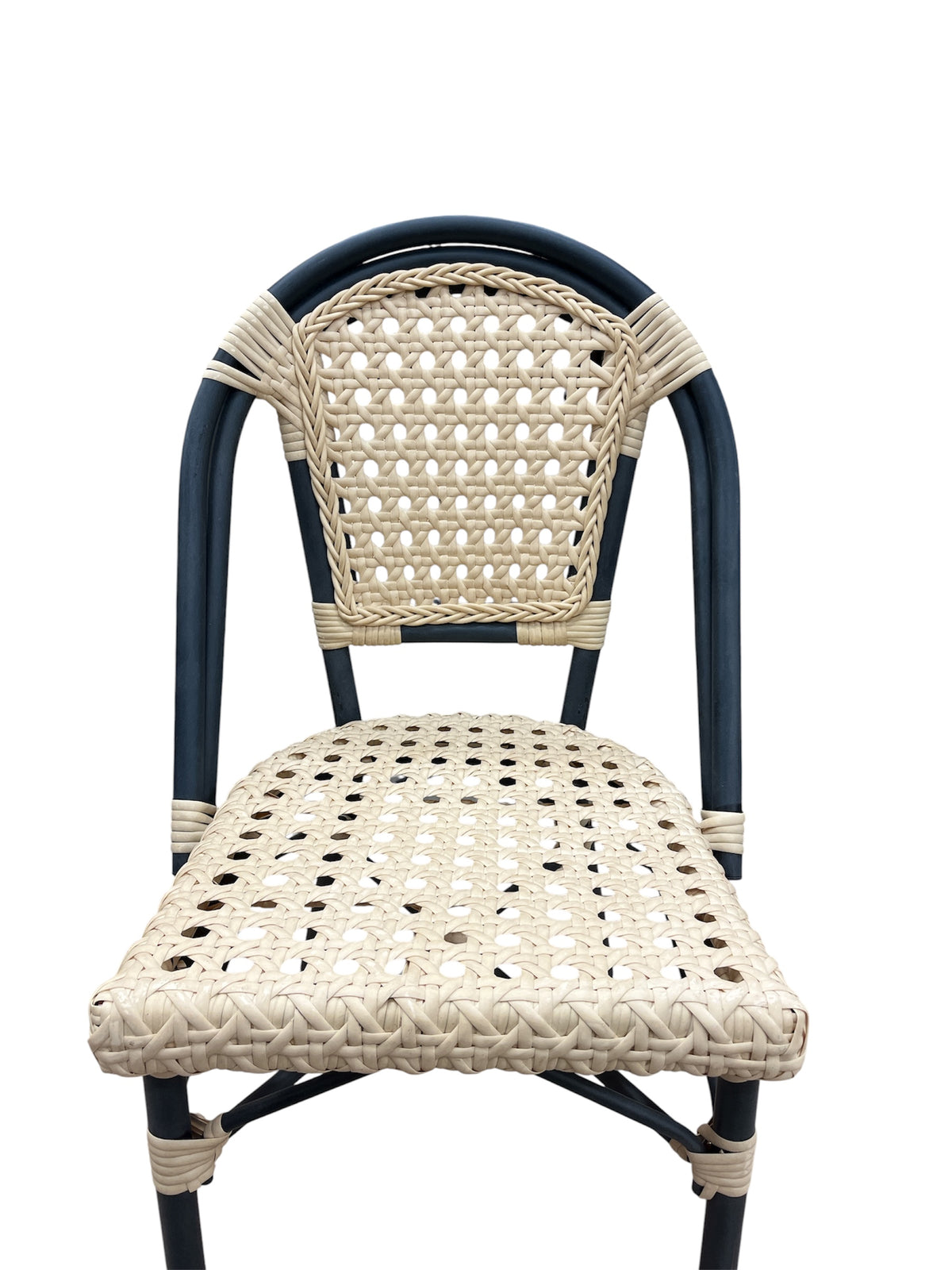 Modern Rattan Woven Chair with Grey Frame