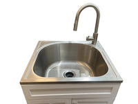 25" White Cabinet Vanity with Stainless Steel Single Deep Laundry Sink & Faucet