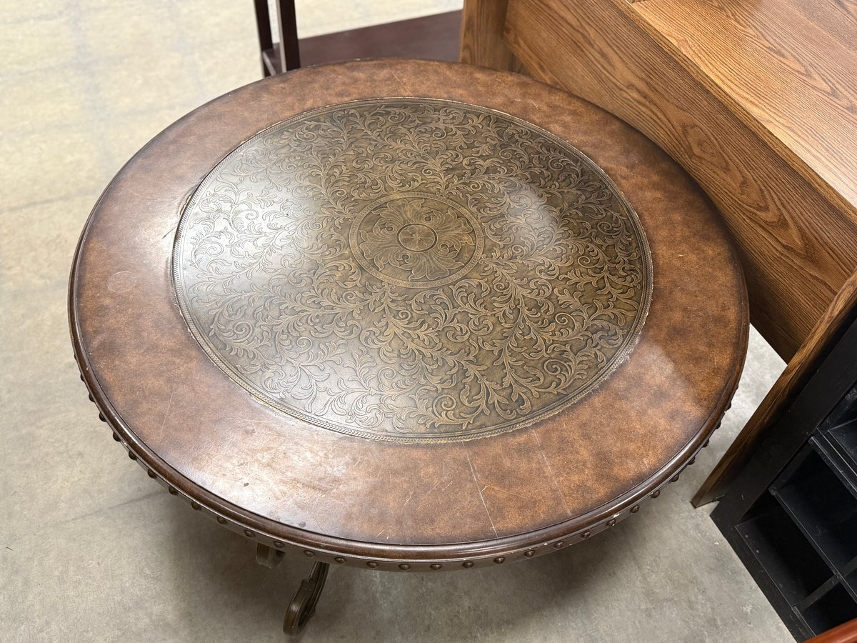 Dark Brown Round Rafferty Traditional Coffee Table