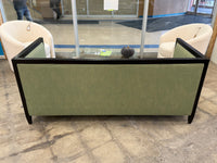 Modern Light Green and Dark Wood Sofa