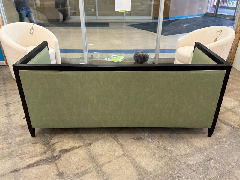 Modern Light Green and Dark Wood Sofa