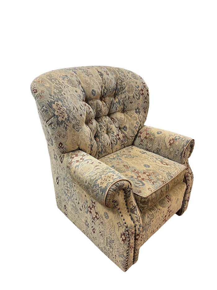 Patterned Armchair With Tufted Back