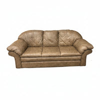 Beige Leather 3-Seater Sofa