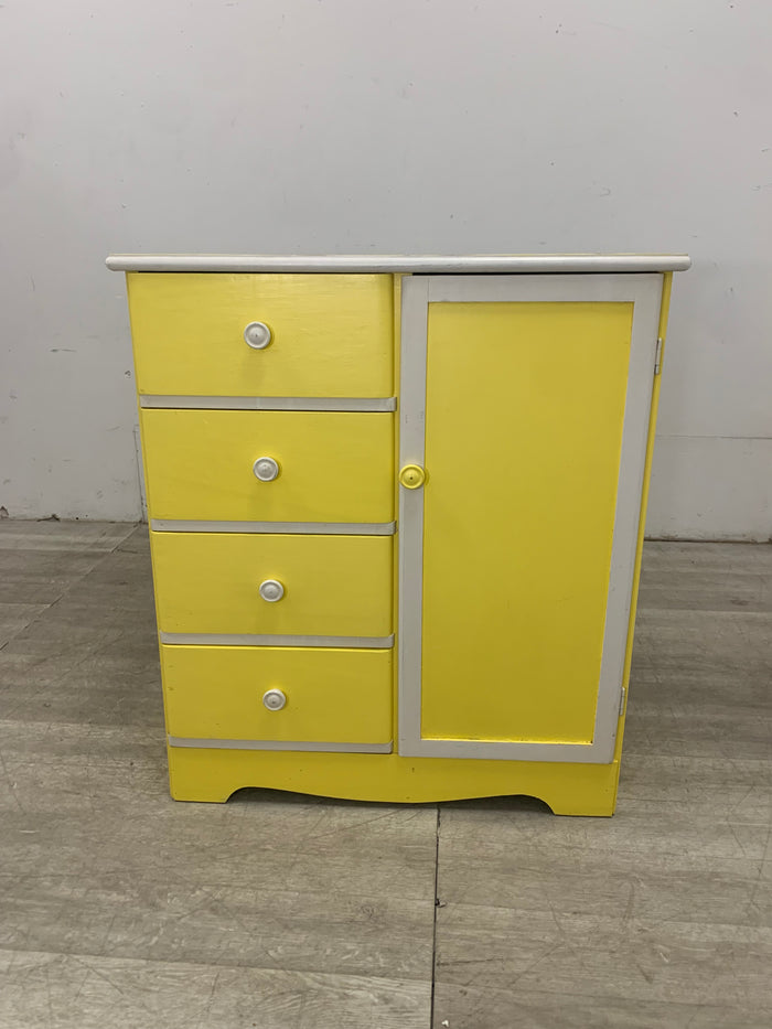 Yellow And White Wooden Armoire