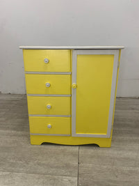 Yellow And White Wooden Armoire