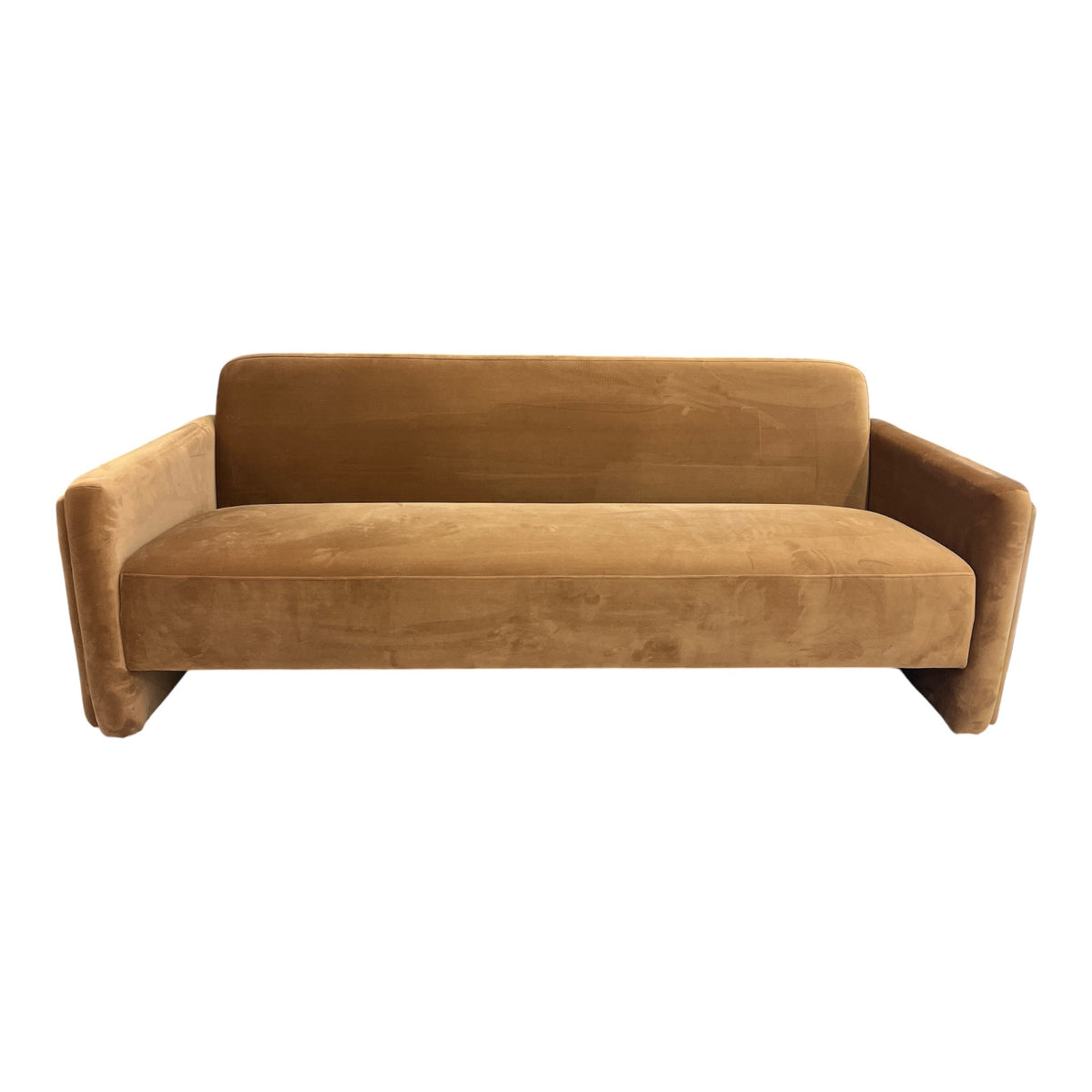 Contemporary Burnt Umber Upholstered Loveseat Sofa