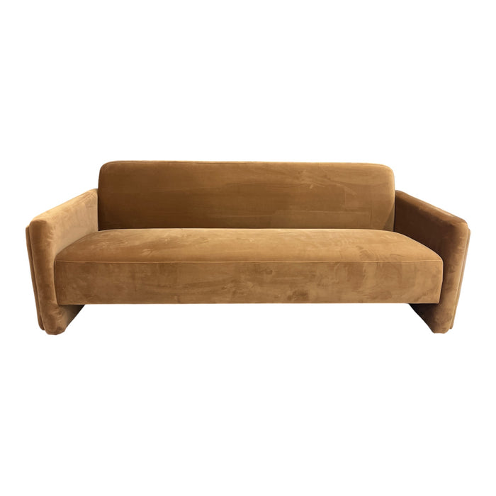 Contemporary Burnt Umber Upholstered Loveseat Sofa