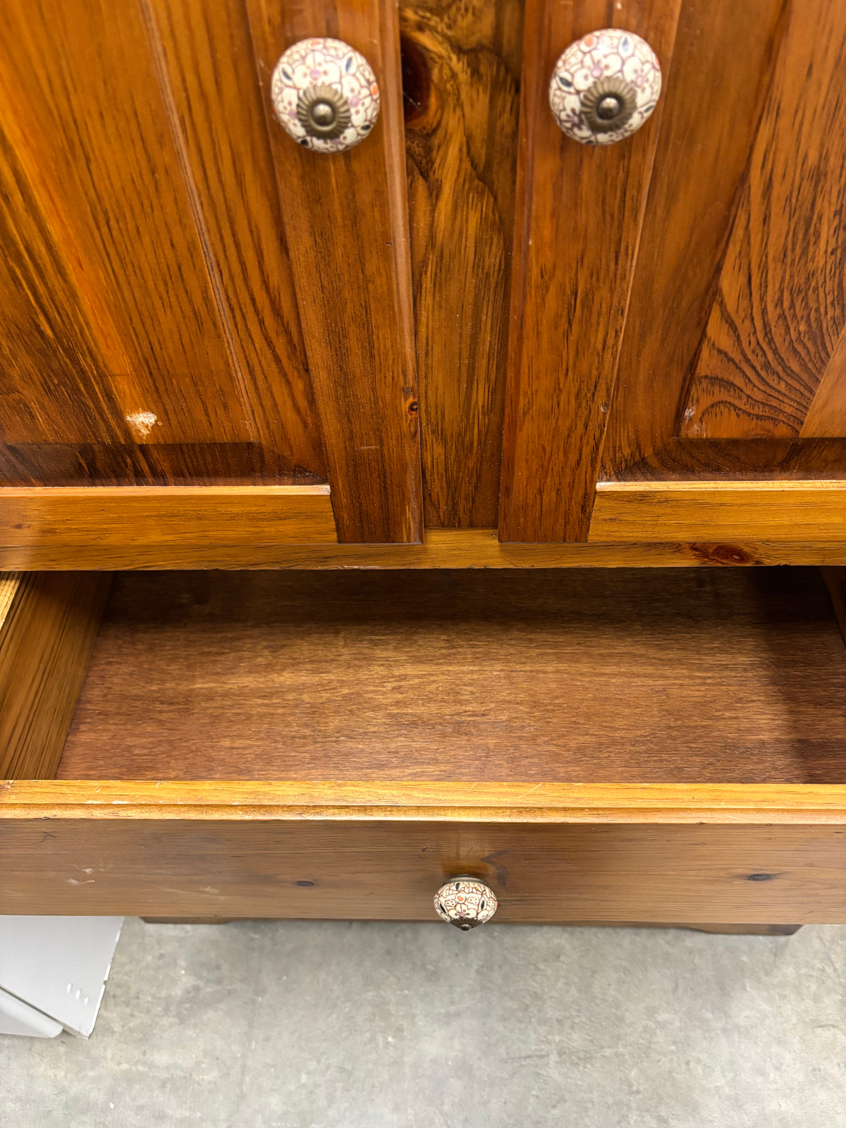 Golden Oak Tone Wooden Armoire