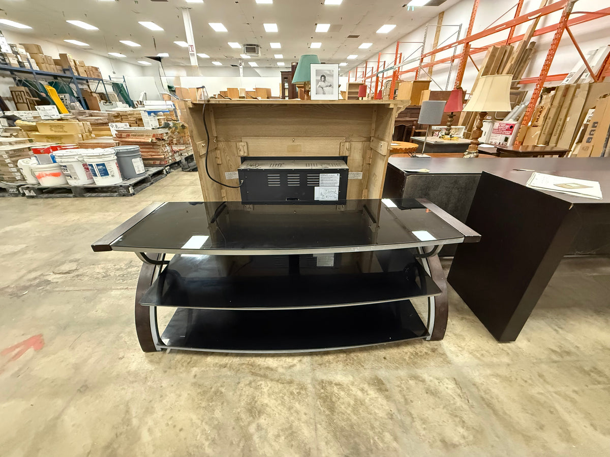 Black Whalen TV Wood Glass Console