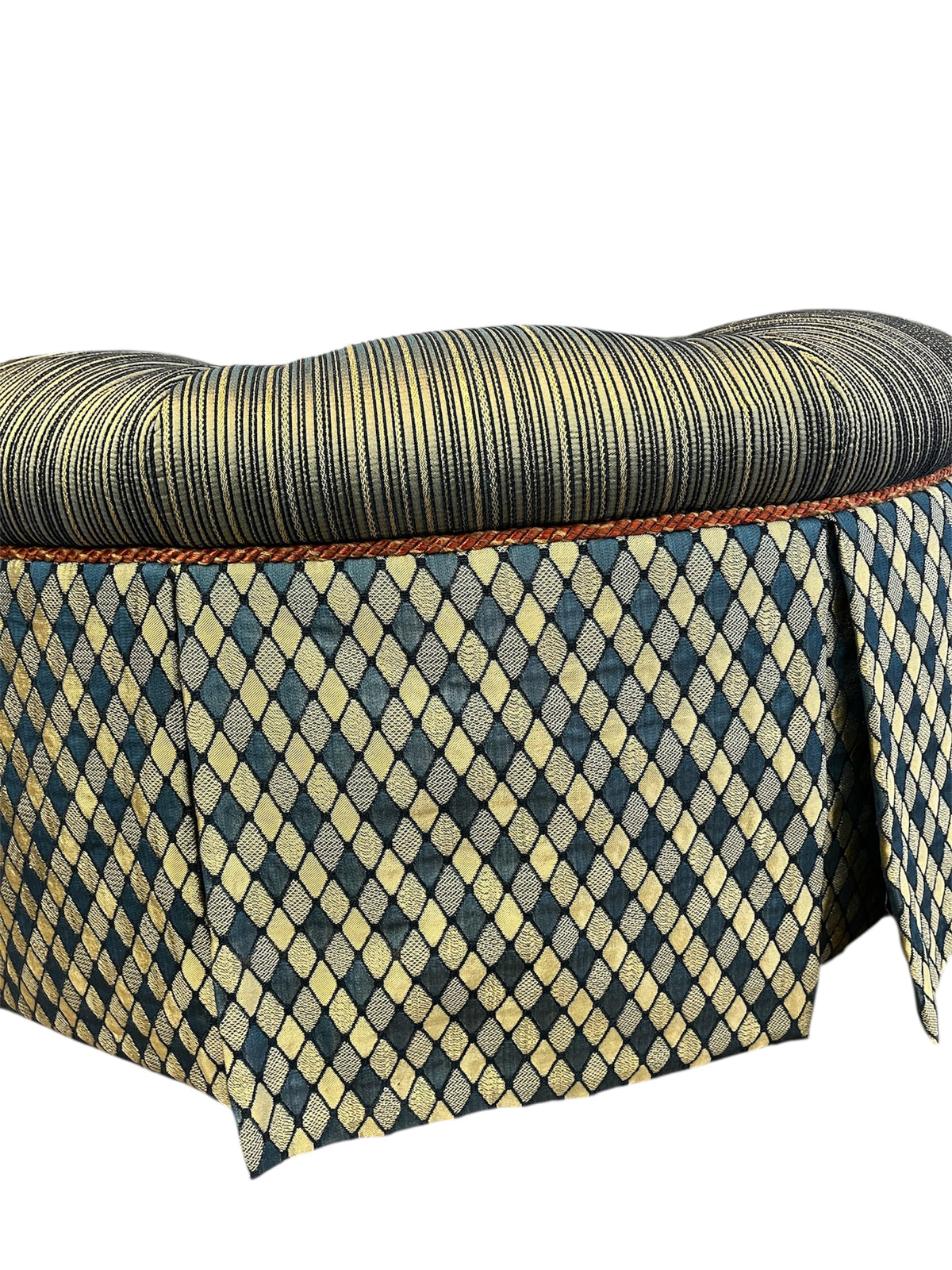 Round Tufted Ottoman- Checkered Design