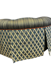 Round Tufted Ottoman- Checkered Design