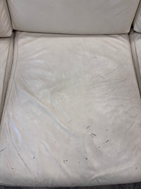 Off White Leather 3-Seater Sofa