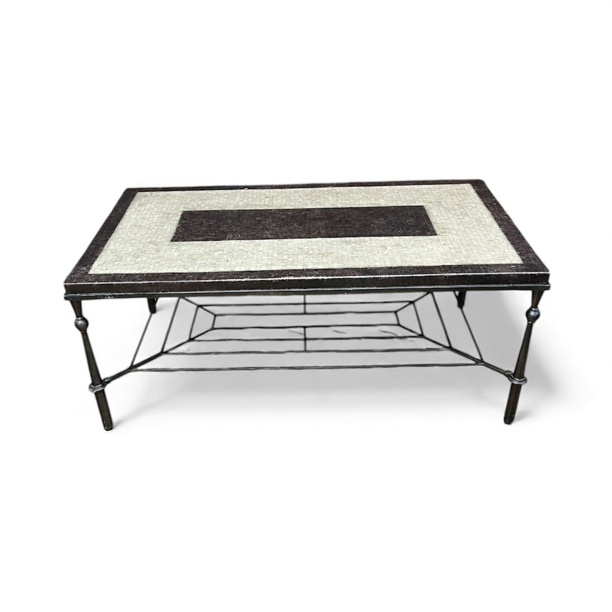 Two Tone Coffee Table with Iron Base