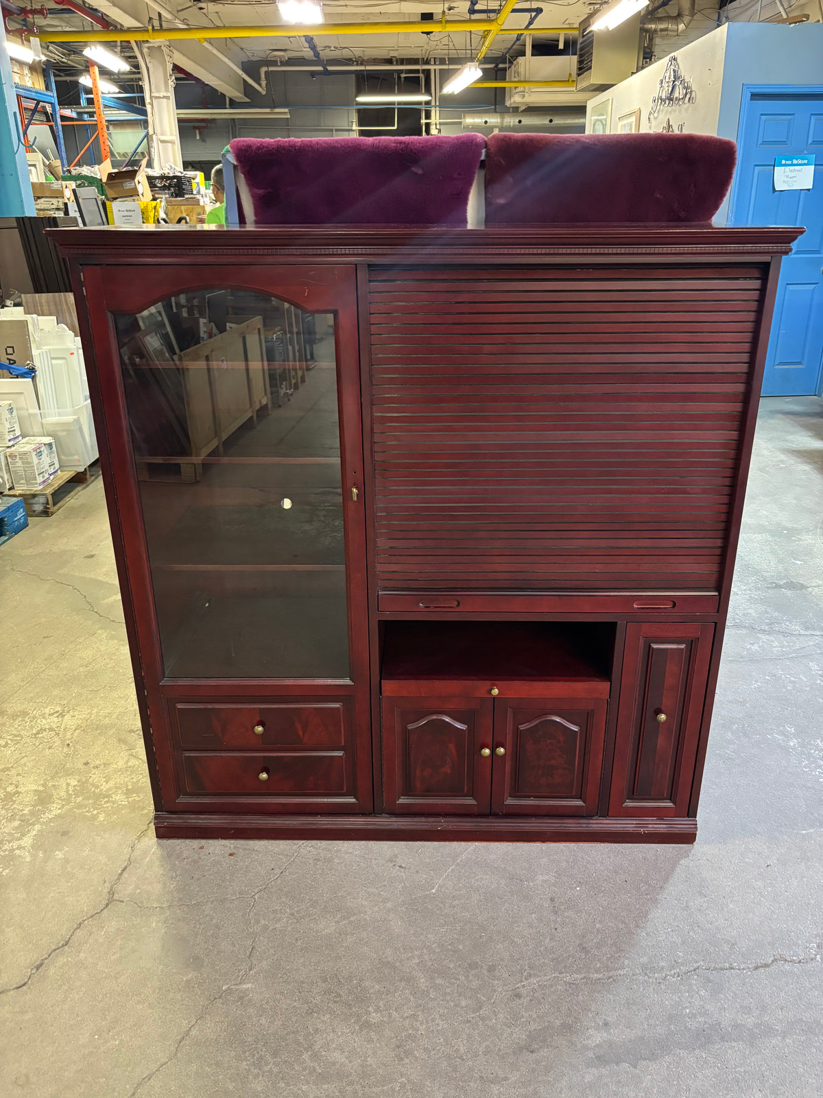 Vintage Dark Cherry Red TV Console