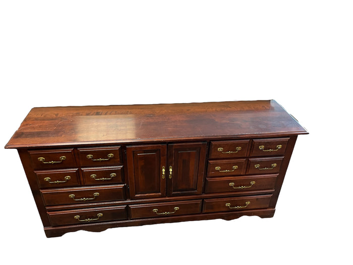 Mahogany Finish Dresser With Brass Hardware