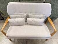 Contemporary Elm Wood and Beige Loveseat